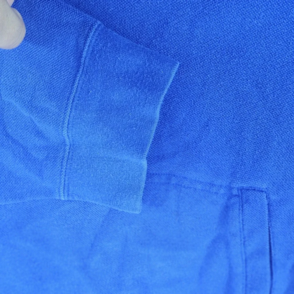 Vintage Polo Ralph Lauren Mens Medium 1/4 Zip Pullover Sweater Blue Pocket